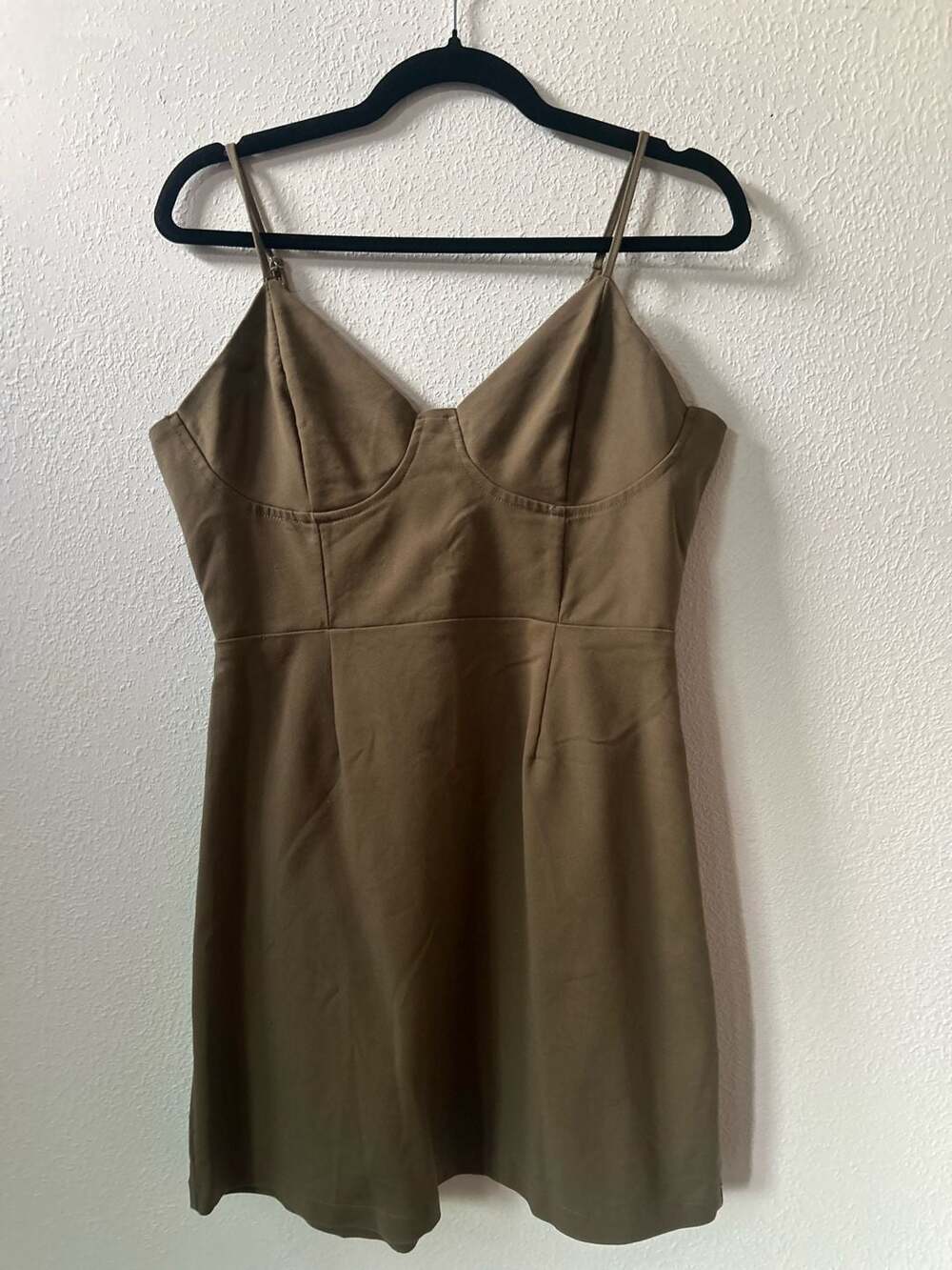 Charlotte Russe Olive Green Spaghetti Strap Bustier Mini Dress Size L Style J362